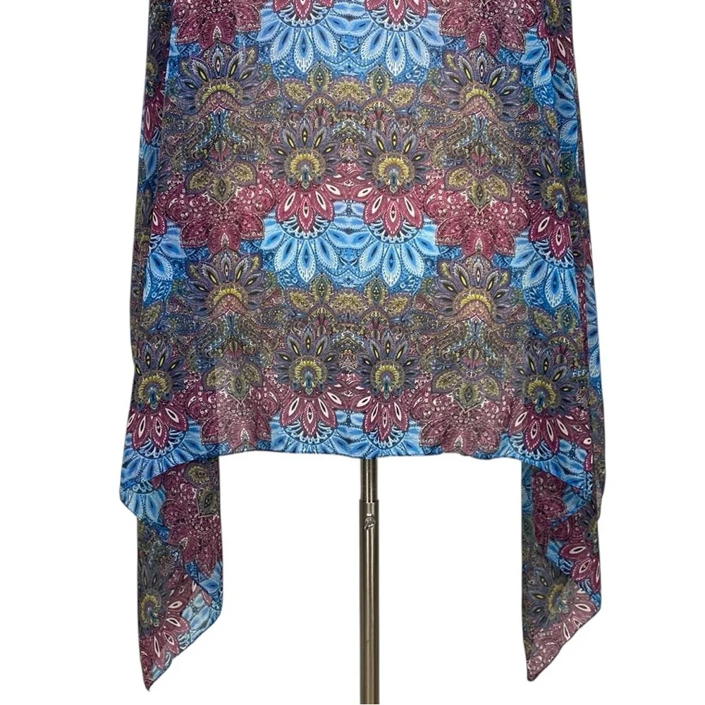 Accents by Lavello Multicolor Boho Paisley Sheer Open Front Convertible Vest - Picture 9 of 16